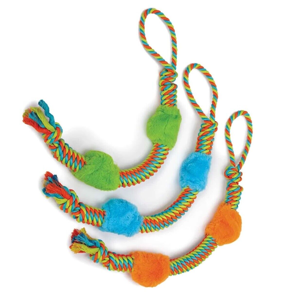 Large Breed Interactive 29 Inch Dog Rope Toy Bright Durable Double Plush Squeak (Green)