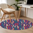 thumbnail image 5 of Tribal Style Round Area Rugs 3 ft, Abstract Boho Ethnic Feather Leaf Washable Small Area Rug with Non-Slip Sturdy Edge Binding Round Front Door Mat Floor Carpet for Entryway, 5 of 9