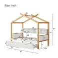 thumbnail image 5 of Euroco Wood Twin Size House Bed with Bookcase and Drawers, White, 5 of 7
