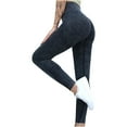 thumbnail image 2 of Elainilye Fashion Yoga Pants for Women Seamless Washing Pants Scrub High Waist Tummy Control Workout Yoga Pants Fitness Tights,Black, 2 of 5