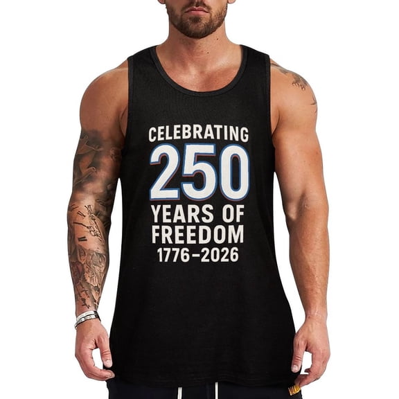 Usa 250Th Anniversary Commemorative 1776 2026 Men's Cotton Tank Top Sleeveless Muscle Shirt for Gym and Casual Wear 3X-Large