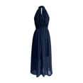 thumbnail image 5 of Womens Summer Dresses, Lace Trim Ruffle Long Dress for Women Floral Burnout A Line Sleeveless Dress Halter Neck Beach Vacation Evening Gown Dress, 5 of 6