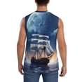 thumbnail image 4 of Fotbe Moonlit Night Sea Sailboat Men's Camiseta sin Mangas Estampada para Hombres, Playera Casual para Gimnasio, Entrenamiento, Playa-Small, 4 of 7