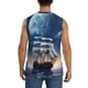 thumbnail image 4 of Fotbe Moonlit Night Sea Sailboat Men's Camiseta sin Mangas Estampada para Hombres, Playera Casual para Gimnasio, Entrenamiento, Playa-3X-Large, 4 of 7