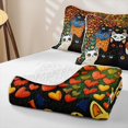 thumbnail image 4 of Manfei Cartoon Cat Bed Spread Queen, Watercolor Love Heart Queen Coverlet Set, Dark Green, 3pcs, 1 Quilt and 2 Pillowcases, 4 of 7