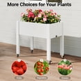 thumbnail image 4 of Raised Garden Bed - Outdoor Elevated Planter with Weatherproof Resin, Effective Drainage & 4 Swivel Wheels for Backyard, Patio and Balcony,White, 4 of 7