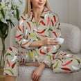 thumbnail image 6 of Fotbe Colorful Chili Pattern Long Sleeve Pajama Set for Women,Sleepwear Set,2-piece Loungewear Set,Soft PJs Comfy Nightwear with Pockets -X-Large, 6 of 7