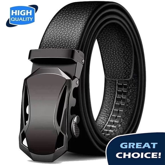 Q&Q ESSENTIALS Mens Ratchet Belt Premium Microfiber Leather Adjustable with Unique Slide Belt Buckle Black