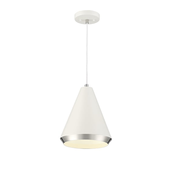 Trade Winds Audrey 1-Light Pendant in White with Polished Nickel