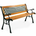 thumbnail image 1 of Patio Park Garden Bench Porch Path Chair Deck Cast Iron Hardwood, 1 of 10