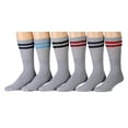 thumbnail image 1 of Yacht & Smith Mens & Womens Wholesale Bulk Cotton Tube Socks, Referee Style, by SOCKS'NBULK (6 Pairs Gray w/ Stripes, Mens 10-13 (Shoe Size 7-12)), 1 of 3