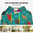 thumbnail image 4 of Lsque Hens And Rooster Pattern Casual Women's Hoodie,Hooded Sweatshirt with Kangaroo Pocket,Pullover Hoodie with Eye-catching Drawstrings-Small, 4 of 7