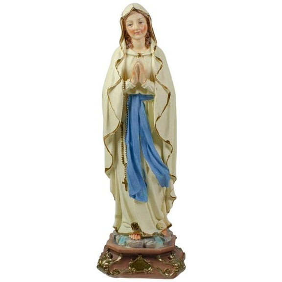 12.5 in. Our Lady of Lourdes Polyresin Tabletop Figurine, White & Blue