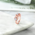 thumbnail image 4 of Gem Stone King 1.31 Ct Oval White Topaz White Created Sapphire 18K Rose Gold Plated Silver Ring, 4 of 5