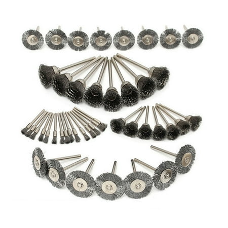 

Walmeck 45-Pieces Stainless Steel Wire Brush Wheel Set 1/8 Shank Wire Brush 10/15/25mm Diameter Brush Wheel for Polishing Grinding