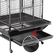 Alden Design Rolling Metal Large Bird Cage Parrot Cage with Stand Open Playtop