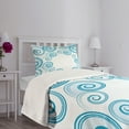 thumbnail image 5 of Ambesonne Teal and White Quilted Bedspread Set 2 Pcs, Water Waves, Twin Size, Blue White, 5 of 6