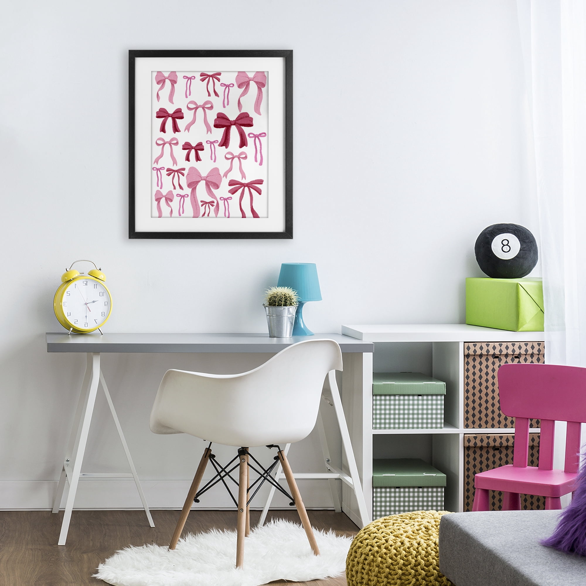 Stupell Industries Bows All Over Pink & Red Black Framed Print Under Glass, design by Marcus Prime