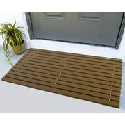 Brown HDPE-MAT UV Resistant Heavy Duty Waterproof Front Door Mat | Stylish Handcrafted Recycled Plastic Poly Lumber Slats - Eco Friendly for Outdoor Entrance Patio Garage Entry