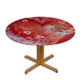 thumbnail image 3 of WYYP  Mother's Day Fitted Tablecloth Round, Spring Flowers Valentines's Elastic Edged Table Covers for Party Wedding Picnic,Red Heart Tablecloths White, 3 of 7