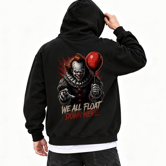 We All Float Down Here Men's Hoodie Halloween Pattern Hooded Sweatshirt