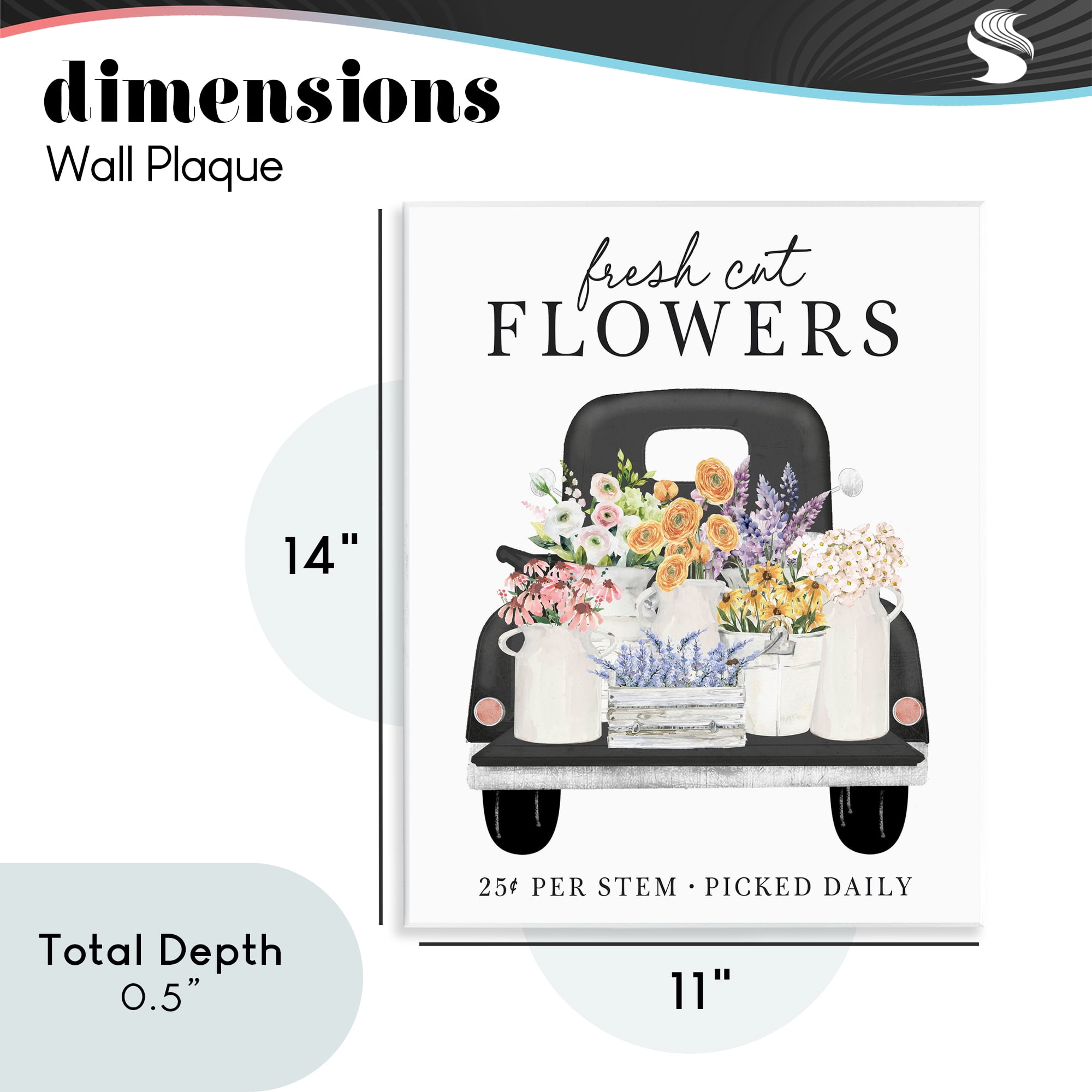 Fresh Flowers Picked Daily Wall Plaque Art, design by Lettered and Lined