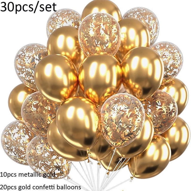 Nvzi Globos, 30 piezas de globos de confeti de 12 pulgadas y globos de látex rosa púrpura metálico con cinta, baby shower, decoraciones para fiestas de bodas, E