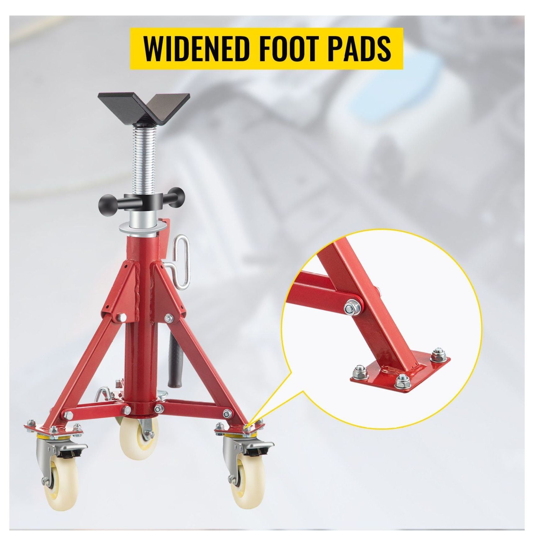 Pipe Jack Stand V Head Adjustable 20-37 Inch, 882 LBS Capacity, Folding Portable Steel Pipe Stands with Casters 1/8-12 Inch Pipe Support