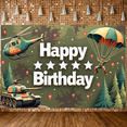 thumbnail image 5 of Camouflage Design Birthday Banner Army Theme Helicopter Motif Tank Graphic Adventure for Kids Party Celebration Outdoor Venue Event Background, 5 of 9