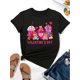 thumbnail image 2 of Valentine's Day Print T-shirt, Casual Short Sleeve Crew Neck Top For Spring & Summer, Women's ClothiCamisetas para mujer, lindas camisetas con estampado gráfico, de manga corta, estilo casual, para ve, 2 of 7