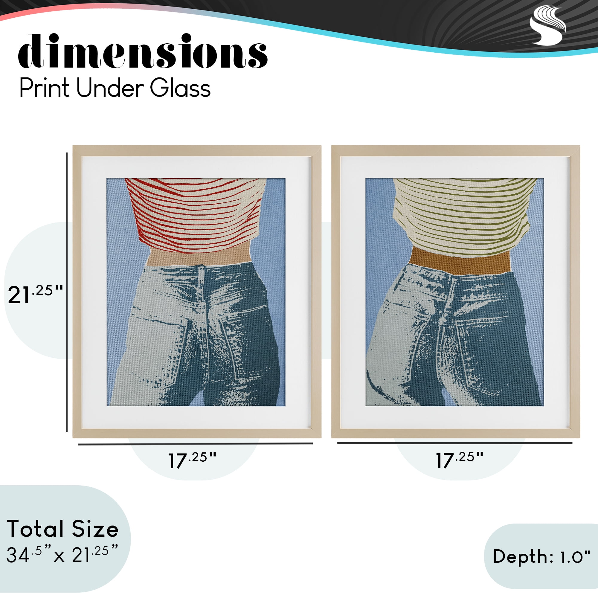 Stupell Industries Favorite Jeans with Striped Shirt 2 Piece Birch Framed Print Under Glass Set, design by Victoria Barnes