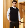 thumbnail image 2 of Kallspin Men's Sweater Vest Cotton V Neck Relaxed Fit Knit Sleeveless Pullover Sweater(Black,Large), 2 of 9