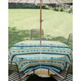 thumbnail image 2 of Outdoor Tablecloth with Umbrella Hole Zipper 250 Anniversary Round Tablecloth 60" Waterproof Outside Table Cloth Independence Day Striped Green Boho Floral Patio Table Cover Tablecloths for Picnic, 2 of 8