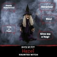 thumbnail image 6 of Haunted Hill Farm 2.25-ft. Animatronic Witch, Indoor/Outdoor Halloween Decoration, Red LED Eyes, Poseable, Hazel, 6 of 11