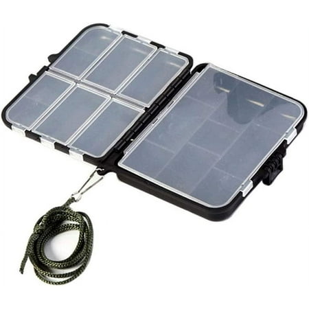 Fishing Lure Plastic Fishing Tackle Box Gadget Box Bait Accessory Box Multi-Compartment Storage/Waterproof Storage Box(Black)