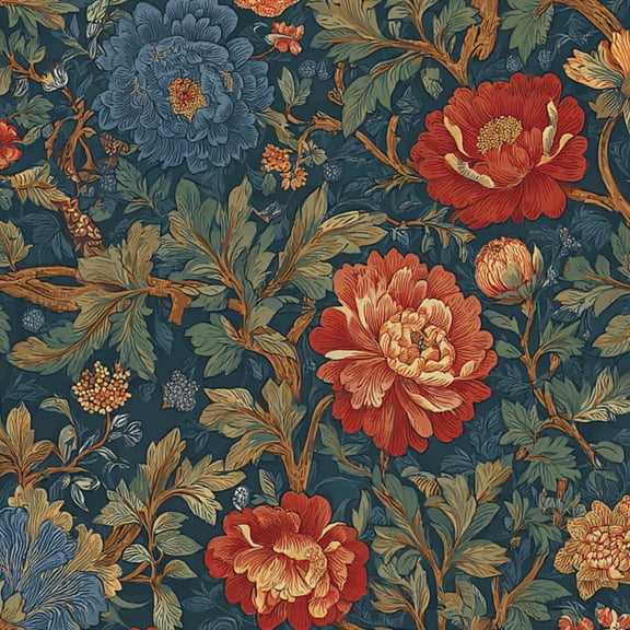 Floral Peel and Stick Wallpaper 17.7in x 9.8ft Floral Botanical Vibrant Red Blue Orange Peonies Dark Contact Paper Vinyl Waterproof Self Adhesive Wall Paper for Bedroom Shelf Cabinet Renter Friendly