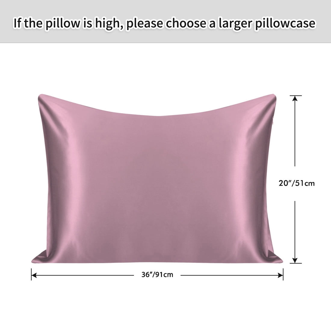 PiccoCasa 2 PCS Silk Pillowcase For Skin And Hair Silk Pillow Case Both Side Silk With Hidden Zipper King Mauve
