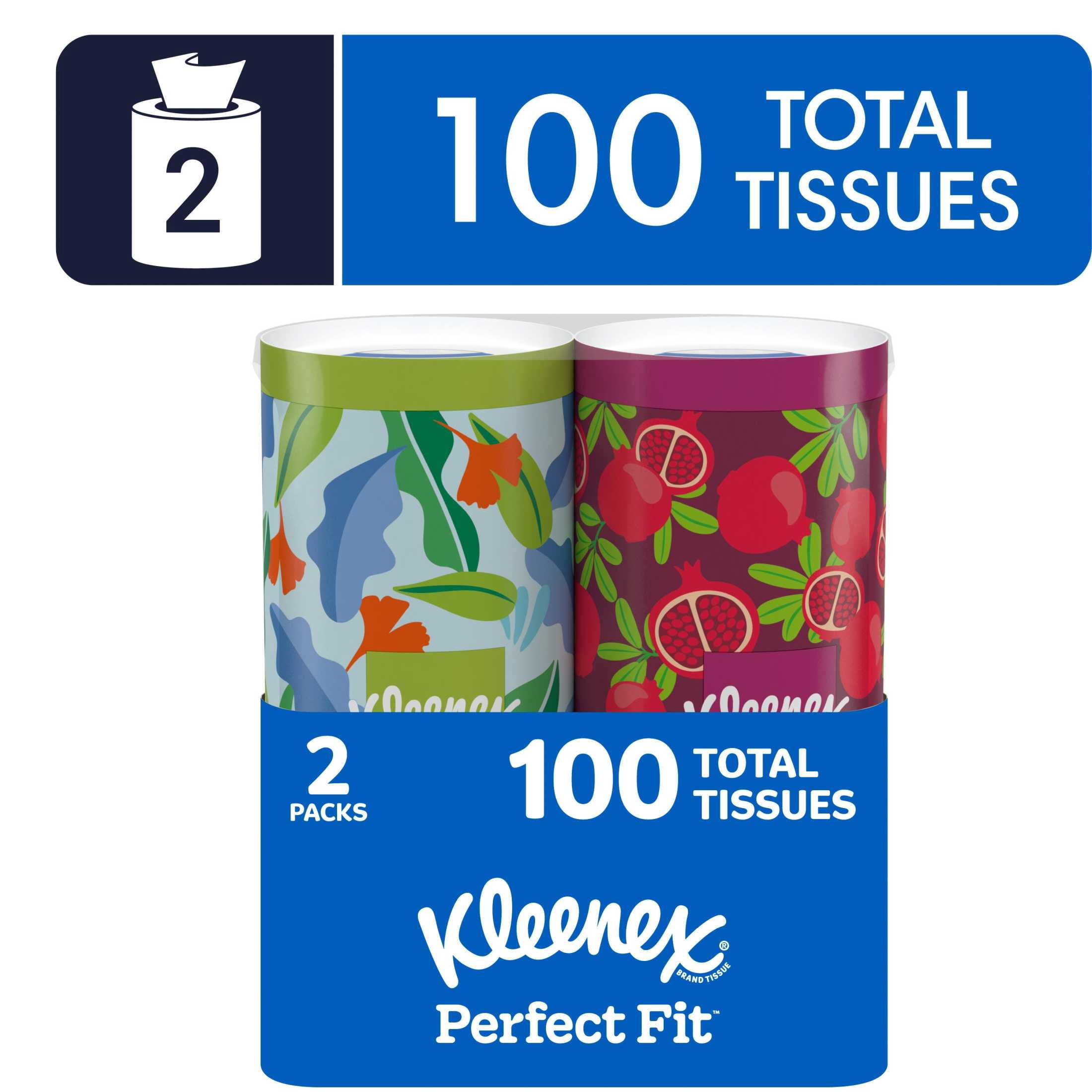 (12 pack) Kleenex Perfect Fit Facial Tissues, 2 Canister Boxes, 50 Tissues per Box, 2-Ply