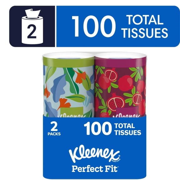 Kleenex Perfect Fit Facial Tissues, 2 Canister Boxes, 50 Tissues per Box, 2-Ply