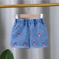 thumbnail image 4 of LYMAYTER Toddler Kids Girls Stretch Jeans Shorts Baby Summer Solid Color Casual Pants Shorts Cotton Printed Denim Shorts for 1-6 Years, 4 of 9