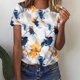 thumbnail image 4 of Camisas de Manga Larga para las Mujeres Suelto Ajuste Impreso Verano Sexy Cuello Redondo Superior, Poliéster Regular, 4 of 5