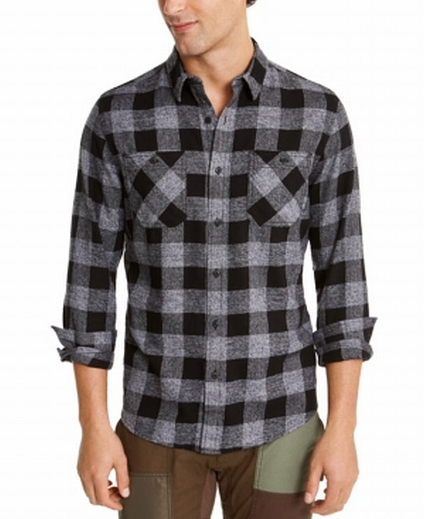Bloomingdales Men Clothing Shirts Casual Shirts Distressed Flannel Plaid Shirt 