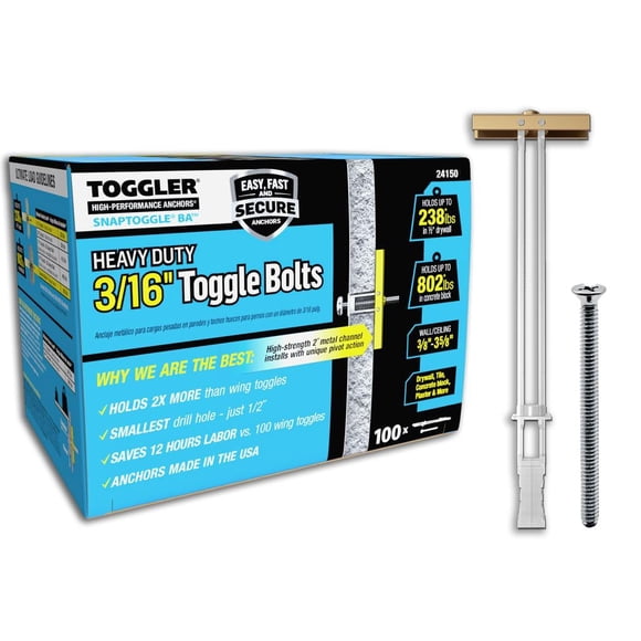 Toggle Bolt TOGGLER SNAPTOGGLE para paneles de yeso de alta resistencia, 238 libras