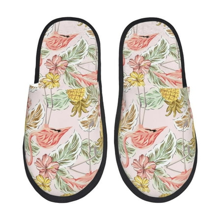 

Slippers for Women Men Tropical Flamingo Pineapple Warm Womens Mens House Shoes Bedroom Slippers Fuzzy Memory Foam Slippers Winter House Indoor Shoes Aesthetic Dorm Slippers