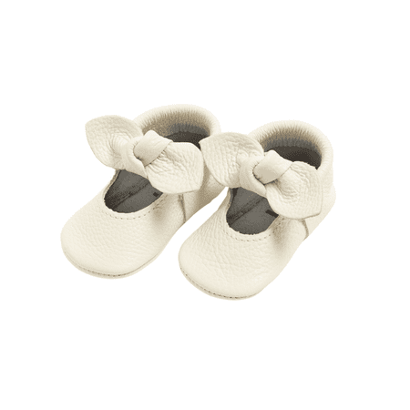 

Freshly Picked First Pair Blanc Knotted Bow Moccasin Baby Shoe Newborn