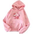 thumbnail image 1 of Pompotops Chandails en Molleton à Capuche pour Femmes, Imprimé Fraise, Manches Longues, Décontracté, avec Poche, 1 of 3