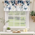 thumbnail image 2 of Navy Blue Spring Floral Curtain Valances for Windows, Kitchen Valance Window Treatments Panel 2 Pack, Farmhouse Butterfly Watercolor Rod Pocket Short Curtains for Bathroom Bedroom 54 x 18 Inch, 2 of 8