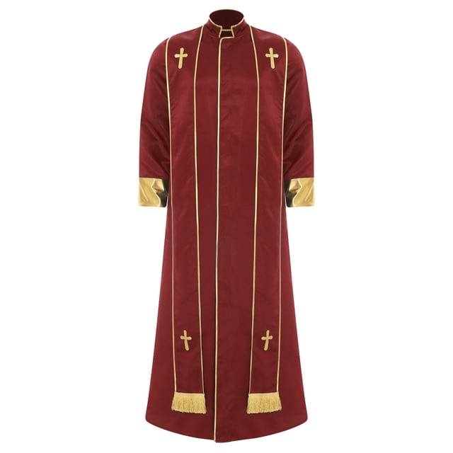 iiniim Homme Moine Médiéval Renaissance Prêtre Longue Robe Église Culte Halloween Fête Cosplay Costume Rouge G