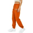 thumbnail image 3 of LEBONYARD Wide Leg Pants for Women,Womens Trousers High Waisted,Women Casual Trousers and Trousers Plus Velvet Running Fitness Sports Pants Orange M, 3 of 4