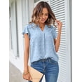 thumbnail image 3 of Merokeety Womens Summer Tops Ruffle Short Sleeve Blouse V Neck Flowy Tunic Shirts Blue m, 3 of 5